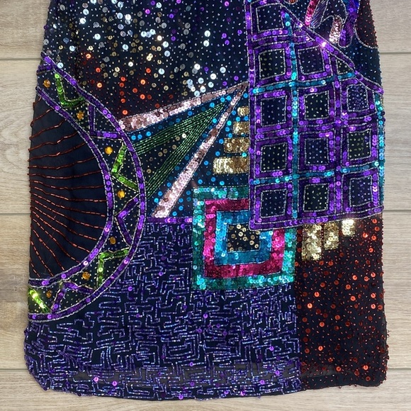 Vintage‎ Beaded Cocktail Mini Dress - Picture 5 of 16